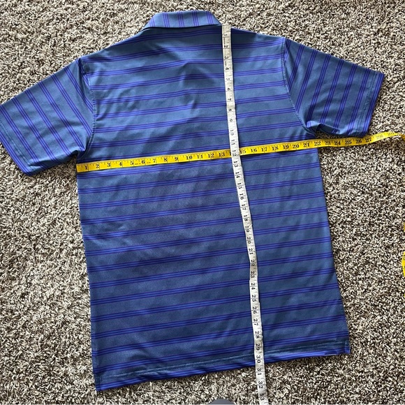 Oliver Ridley Mens Medium Performance Polo Purple Blue Striped - Picture 6 of 6